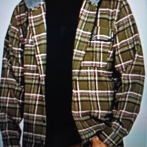 Hawx Men's Green Plaid work Jacket with hood